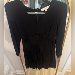 LOFT Black Ruffle Trim dress